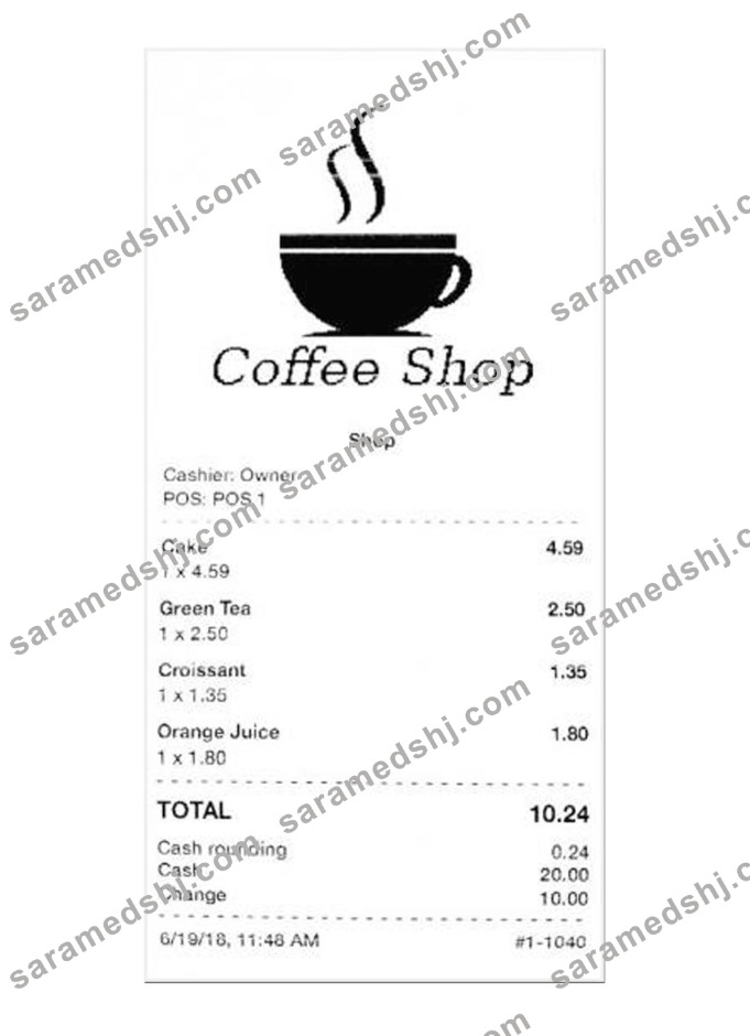 COFFEE SHOP payment check